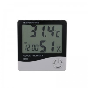 Домашен офис Кола за измерване на температурата на влажност Дисплей за време и вграден часовник с голям LCD дисплей Термометър Хигрометър